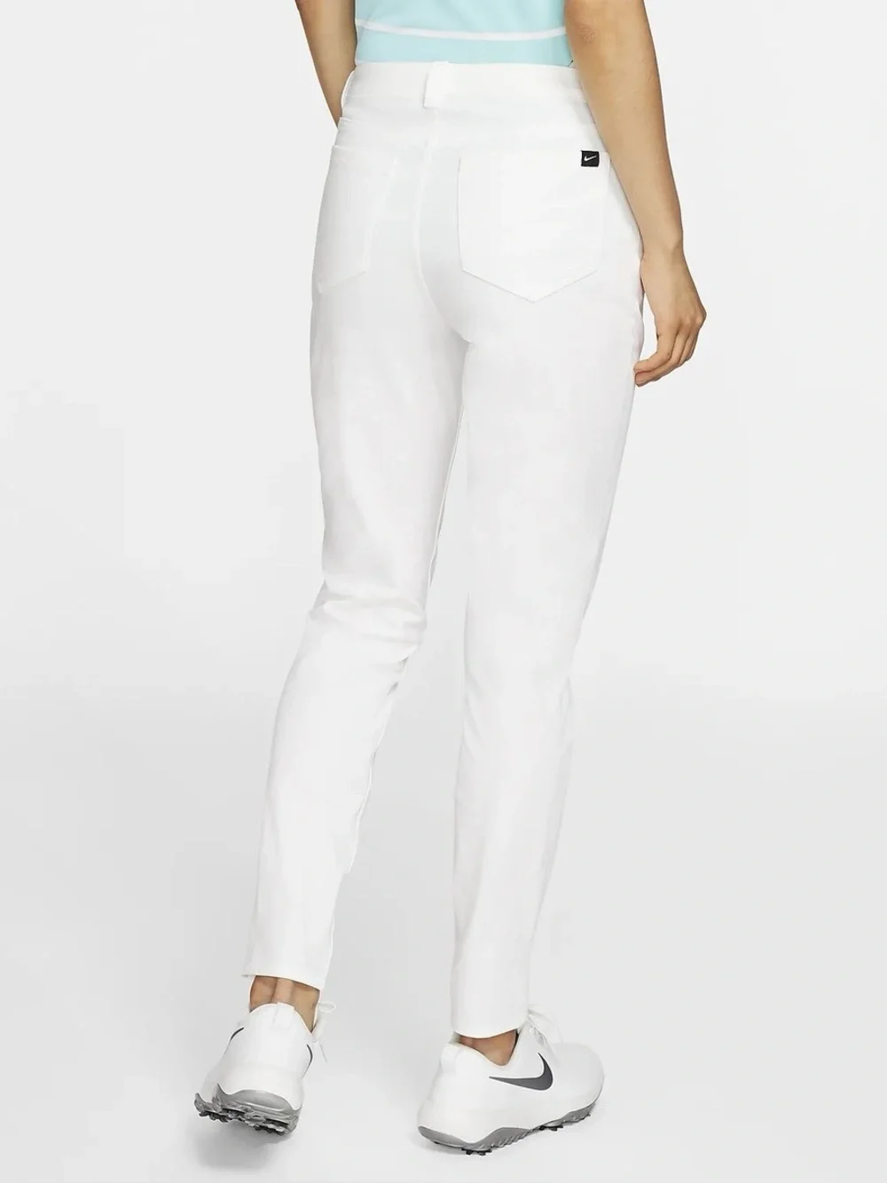 Nike Slim Fit Golf Pants Mid‎ Rise Dri-Fit Zip Fly White Womens size 8